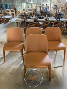 GHẾ GRACE KO TAY SƠN NÂU KẾT HỢP DA NÂU