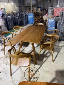 Bộ bàn ăn Neva mặt gỗ gỗ ash cao cấp
