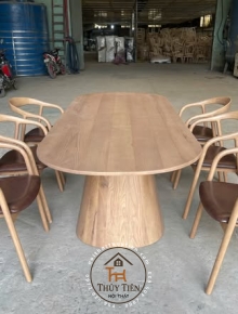 Bộ bàn ghế gỗ ash cao cấp nhận đặt theo yêu cầu khách
