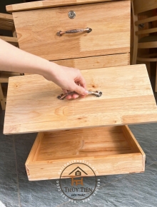 Tủ đầu giường gỗ cao su kèm ngăn ẩn giấu tiền - TDG 001