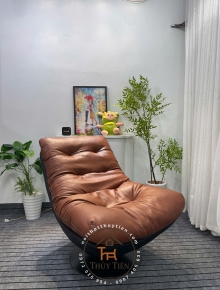 Ghế thư giãn 𝐍𝐨𝐫𝐝𝐢𝐜 cao cấp bọc da êm ái, ghế xoay đọc sách phòng khách, decor phòng ngủ