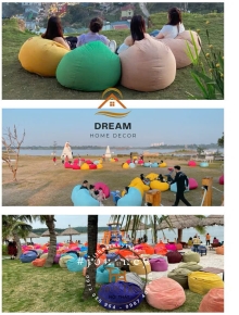 Ghế lười hạt xốp vỏ ghế chất liệu vải kate chống thấm cao cấp size lớn nhiều màu sắc