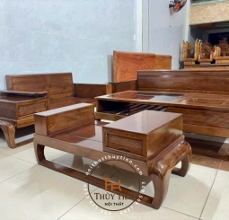 Sofa đùi gà 2 văng màu óc chó kèm nệm 