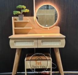 Bàn trang điểm- bàn phấn mây chân gỗ e sẵn