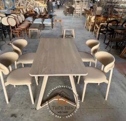BỘ BÀN ĂN CHÂN V GỖ ASH