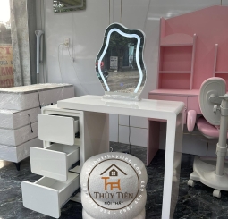 Bàn trang điểm sơn trắng kem