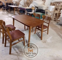 Bộ bàn ăn gỗ cao su ghế mango