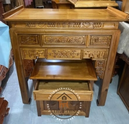 Combo bàn thờ cúng gỗ tràm bông vàng kèm bàn cúng cơm