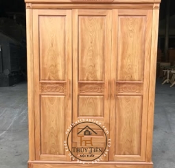 Mẫu tủ quần áo gỗ gõ đỏ toàn bộ