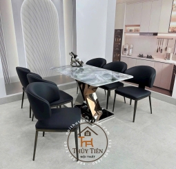 Ghế ăn Leon nhập khẩu cao cấp, ghế bọc da PU, chân côn bọc ống đồng 