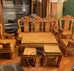 Bộ salon gõ đỏ nghê đỉnh cột 10, 12