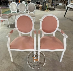 Ghế louis có tay Sơn trắng màu Hồng ngọt ngào