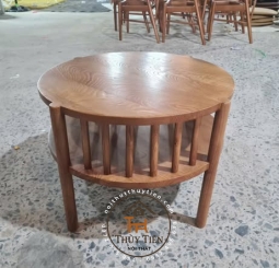 Bàn trà tròn 2 tầng gỗ tần bì