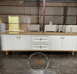 ​  Kệ tivi thiết kế hiện đại phối trắng – vân gỗ cực dễ phối nội thất  ​