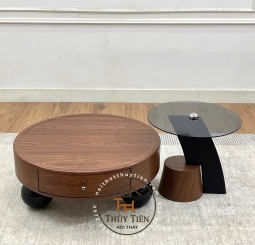 ✨Mẫu bàn decor tròn tông vân gỗ🍂