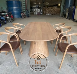 Bộ bàn ghế gỗ ash cao cấp nhận đặt theo yêu cầu khách