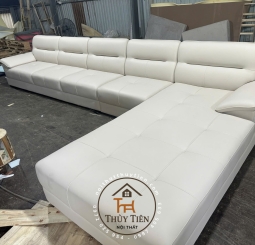 Sofa góc L trắng kem