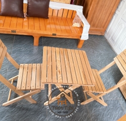 Bộ Bàn ghế cafe mini gỗ sồi