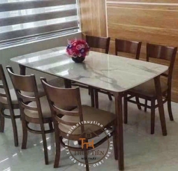 Bộ Bàn Ăn Mặt Giả Vân Đá + 4 Ghế Cabin mã 01