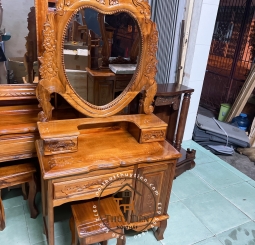 Bàn trang điểm gỗ tràm hình trái tim ngang 80cm