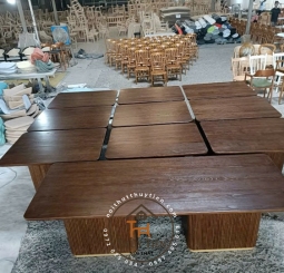 Bàn chân tiện, sơn viền đồng, chất liệu gỗ ash