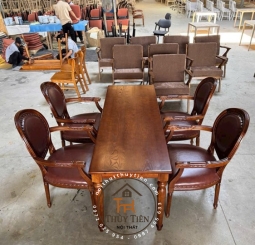 Bộ ghế louis có tay gỗ ash