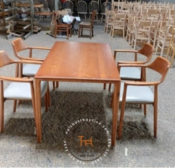 Ghế hiro ash tựa cao kết hợp bàn Neva gỗ ash