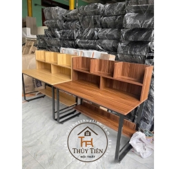 Bàn học kèm giá sách, chân sắt chữ U sơn tĩnh điện, mặt gỗ MDF phủ Melamine chống thấm chống xước