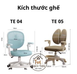 Ghế Công Thái Học Trẻ Em TE04, TE05 – Điều Chỉnh Chiều Cao, Chống Gù, Chống Cận