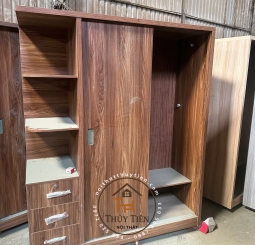 Tủ quần áo MDF lõi xanh cửa lùa có kệ ngoài ngang 1m6