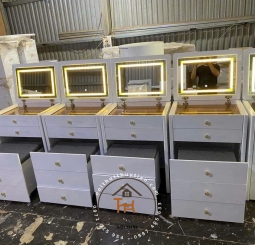 Bàn trang điểm thông minh gấp gọn đa năng sơn 2k kèm gương led 3 màu