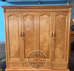 Tủ quần áo gỗ gõ đỏ toàn bộ- TQAGGD 009
