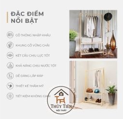 Kệ treo quần áo chữ a gỗ thông