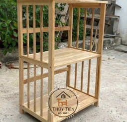 Kệ lò viba gỗ cao su tự nhiên 3 tầng, 4 tầng, 5 tầng