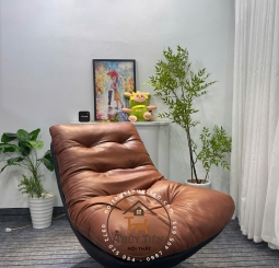 Ghế thư giãn 𝐍𝐨𝐫𝐝𝐢𝐜 cao cấp bọc da êm ái, ghế xoay đọc sách phòng khách, decor phòng ngủ