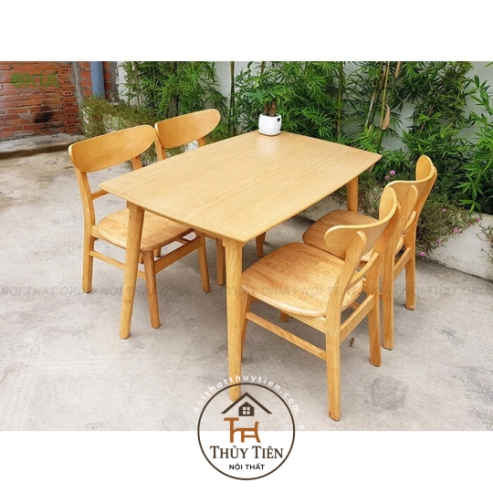 Bộ bàn ăn cao su 4 ghế mặt gỗ