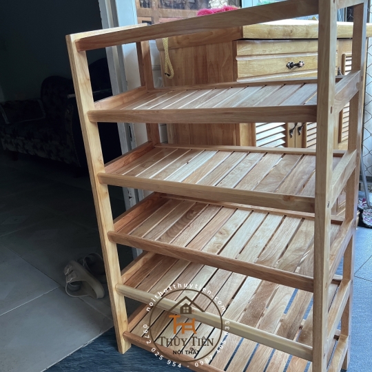 Kệ dép gỗ cao su nhiều kích thước