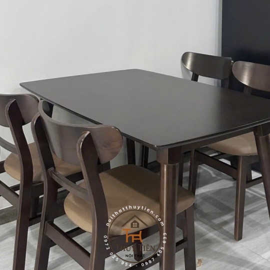Bàn Ăn Gỗ Cao Su 4 Ghế 6 Ghế Mặt Nệm- BGCSMN 002