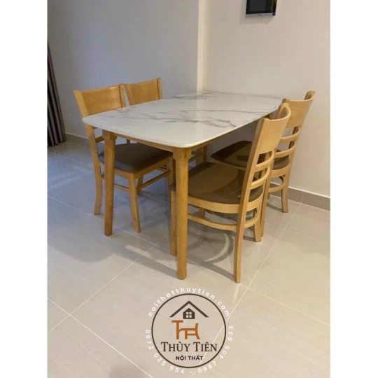 Bộ Bàn Ăn Mặt Giả Vân Đá + 4 Ghế Cabin mã 01
