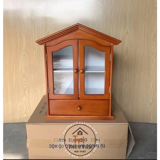 Tủ Thuốc gỗ thông hình mái nhà (có hộc)