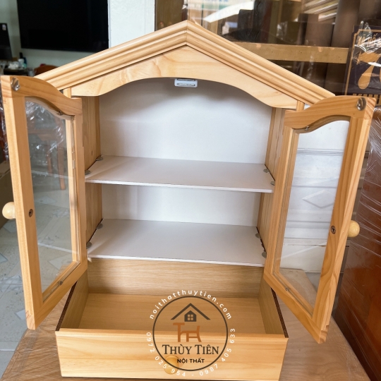 Tủ Thuốc gỗ thông hình mái nhà (có hộc)
