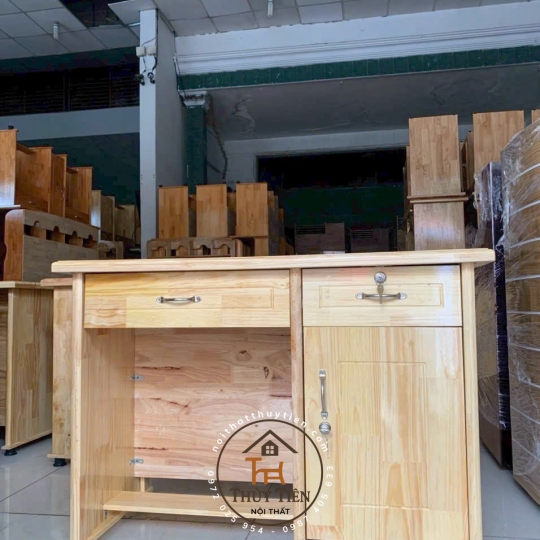 Bàn làm việc gỗ thông 1m, 1m2, 1m4