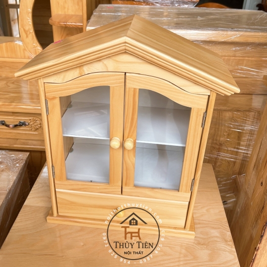Tủ Thuốc gỗ thông hình mái nhà (có hộc)