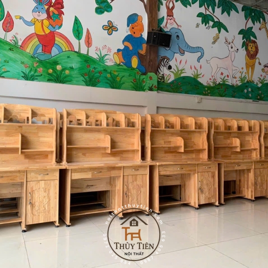 Bàn học sinh gỗ cao su ngang 1m2
