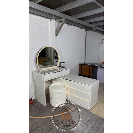 Bộ bàn ghế trang điểm hiện đại nhập khẩu hàng sơn 2k siêu đẹp- 002