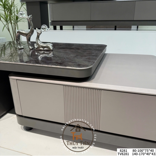 (Hàng nhập khẩu) Bàn trà đôi Sofa phòng khách KANSUI mặt kính cẩm thạch cốt gỗ MDF sang trọng 