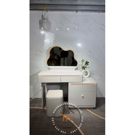 Bộ bàn ghế trang điểm hiện đại nhập khẩu hàng sơn 2k siêu đẹp- 002
