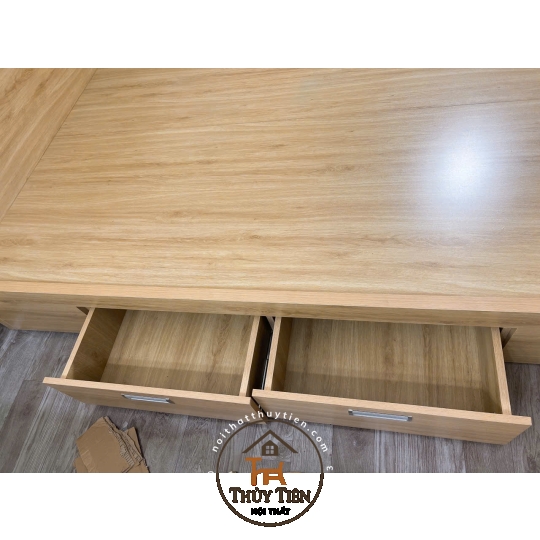 Giường ngủ gỗ MDF lõi xanh đơn giản hiện đại dày 17mm 2 hộc kéo