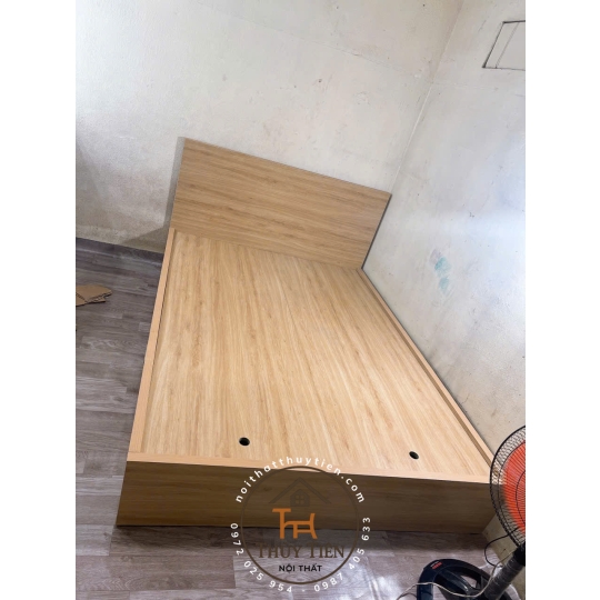 Giường ngủ gỗ MDF lõi xanh đơn giản hiện đại dày 17mm 2 hộc kéo