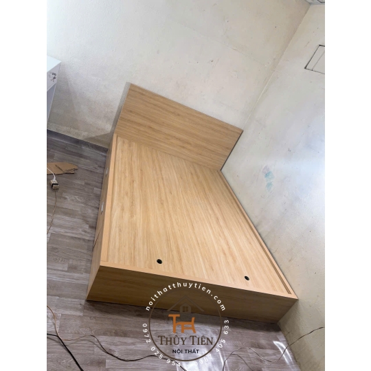 Giường ngủ gỗ MDF lõi xanh đơn giản hiện đại dày 17mm 2 hộc kéo